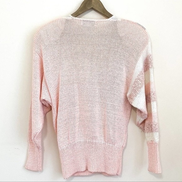 Vintage Pink Shimmer Textured Surplice V-neck Sweater by Side Effects - Picture 2 of 7